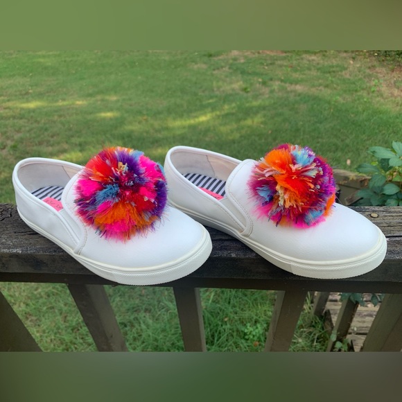 Betsey Johnson Feather Pom-Pom Leather Sneakers - Picture 3 of 16
